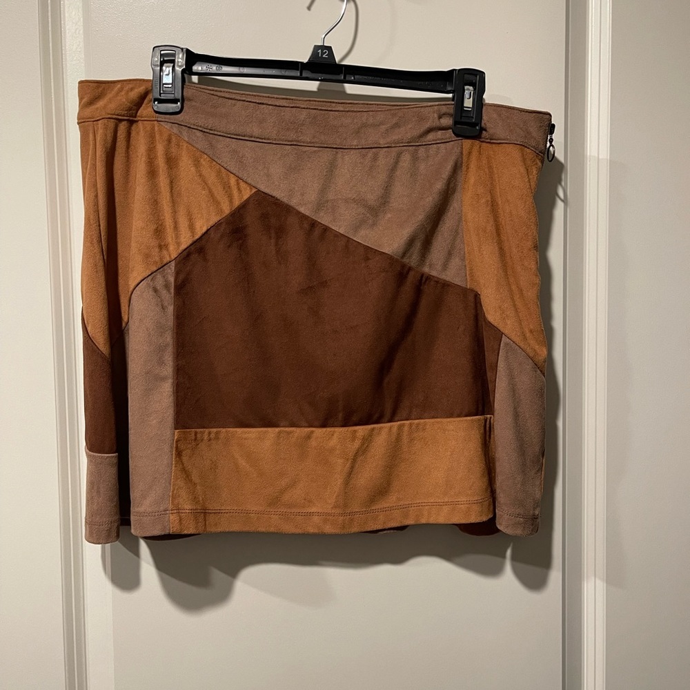 Brown patch work skirt